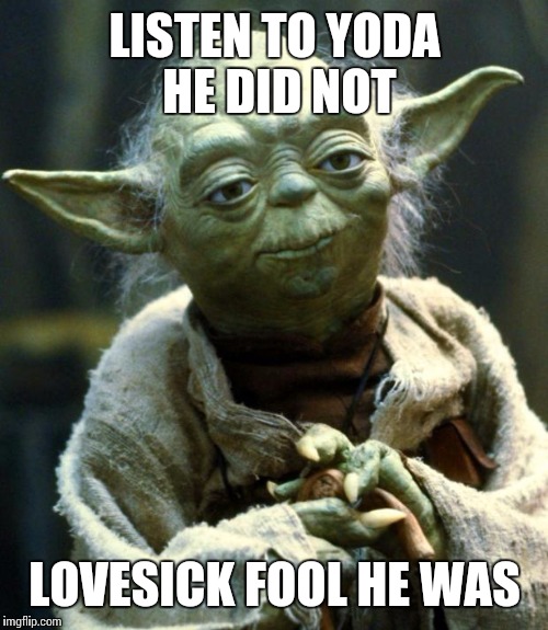 Star Wars Yoda Meme | LISTEN TO YODA HE DID NOT LOVESICK FOOL HE WAS | image tagged in memes,star wars yoda | made w/ Imgflip meme maker