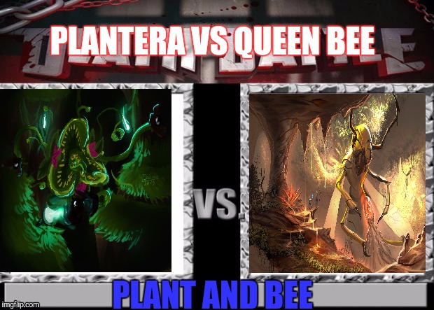 death battle | PLANTERA VS QUEEN BEE; PLANT AND BEE | image tagged in death battle | made w/ Imgflip meme maker