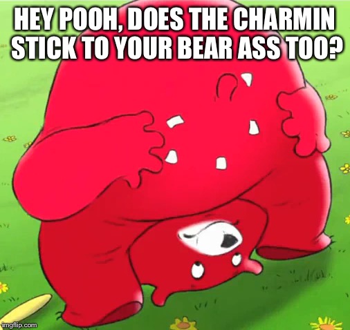 HEY POOH, DOES THE CHARMIN STICK TO YOUR BEAR ASS TOO? | made w/ Imgflip meme maker