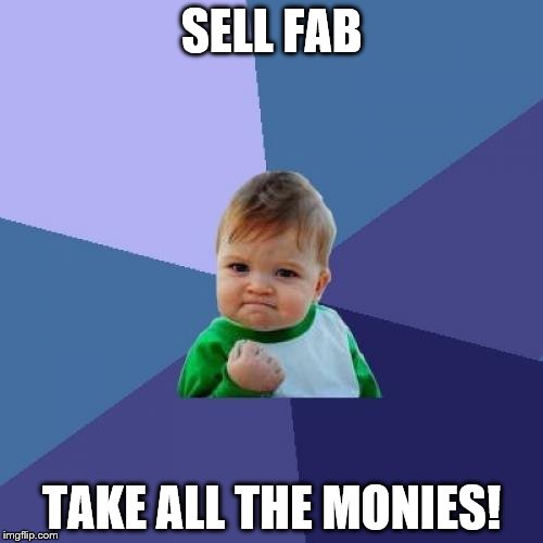 Success Kid Meme | SELL FAB; TAKE ALL THE MONIES! | image tagged in memes,success kid | made w/ Imgflip meme maker