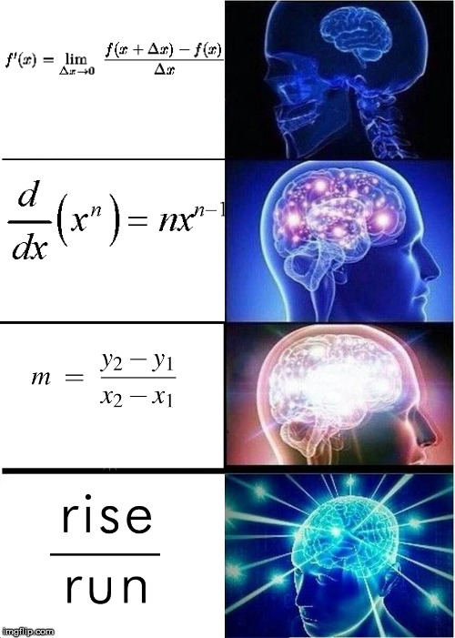 Finding Slope | image tagged in expanding brain | made w/ Imgflip meme maker