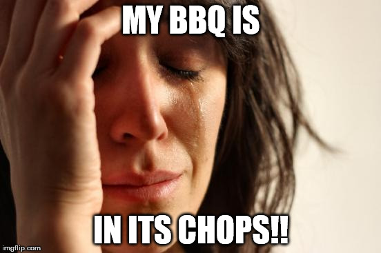 First World Problems | MY BBQ IS; IN ITS CHOPS!! | image tagged in memes,first world problems | made w/ Imgflip meme maker