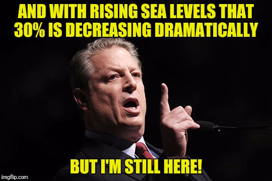 AND WITH RISING SEA LEVELS THAT 30% IS DECREASING DRAMATICALLY BUT I'M STILL HERE! | made w/ Imgflip meme maker