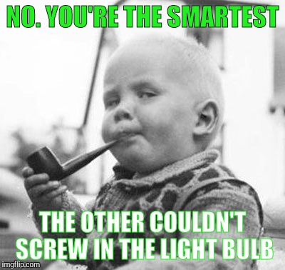 Think About It | NO. YOU'RE THE SMARTEST THE OTHER COULDN'T SCREW IN THE LIGHT BULB | image tagged in think about it | made w/ Imgflip meme maker