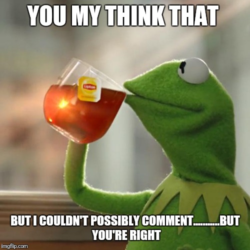 But That's None Of My Business | YOU MY THINK THAT; BUT I COULDN'T POSSIBLY COMMENT...........BUT YOU'RE RIGHT | image tagged in memes,but thats none of my business,kermit the frog | made w/ Imgflip meme maker