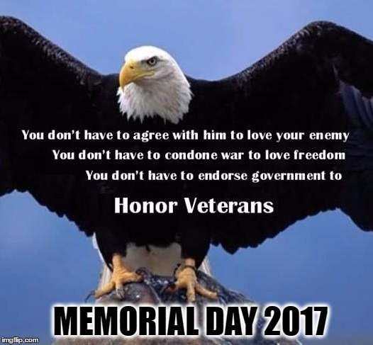 MEMORIAL DAY 2017 | image tagged in memorial day,american eagle,bald eagle,veterans,freedom requires sacrifice | made w/ Imgflip meme maker
