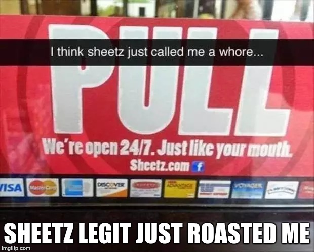 No comment... | SHEETZ LEGIT JUST ROASTED ME | image tagged in funny,meme | made w/ Imgflip meme maker