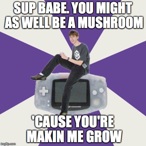 Nintendo Norm | SUP BABE. YOU MIGHT AS WELL BE A MUSHROOM; 'CAUSE YOU'RE MAKIN ME GROW | image tagged in nintendo norm | made w/ Imgflip meme maker