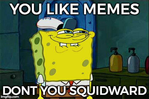 Don't lie ;') | YOU LIKE MEMES; DONT YOU SQUIDWARD | image tagged in memes,dont you squidward | made w/ Imgflip meme maker