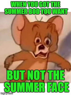 WHEN YOU GOT THE SUMMER BOD YOU WANT; BUT NOT THE SUMMER FACE | image tagged in polish jerry,tom and jerry,funny,memes,funny memes | made w/ Imgflip meme maker