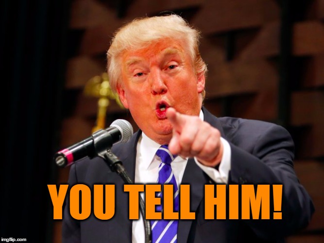 trump point | YOU TELL HIM! | image tagged in trump point | made w/ Imgflip meme maker