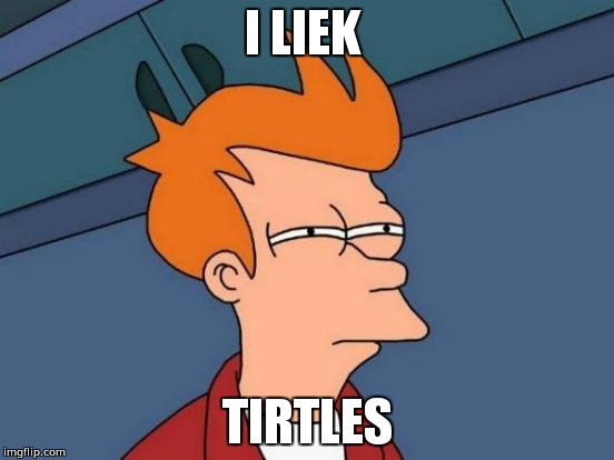 Turtles Like
 | I LIEK; TIRTLES | image tagged in memes,futurama fry | made w/ Imgflip meme maker