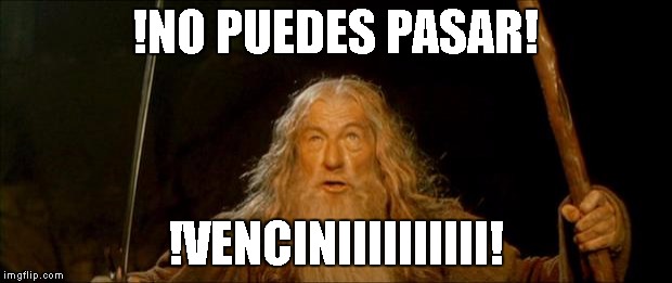 gandalf you shall not pass | !NO PUEDES PASAR! !VENCINIIIIIIIIII! | image tagged in gandalf you shall not pass | made w/ Imgflip meme maker