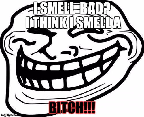 Troll Face Meme | I SMELL  BAD? I THINK I SMELL A; BITCH!!! | image tagged in memes,troll face | made w/ Imgflip meme maker