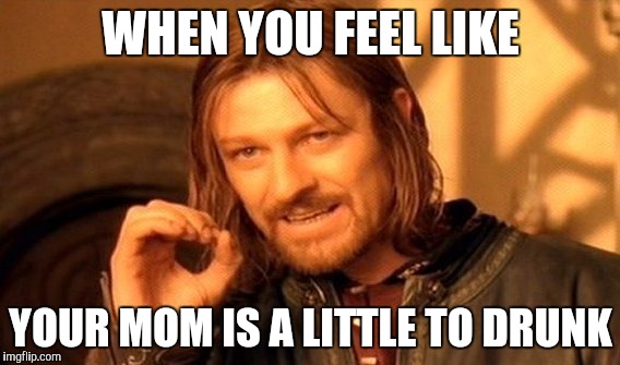 One Does Not Simply Meme | WHEN YOU FEEL LIKE; YOUR MOM IS A LITTLE TO DRUNK | image tagged in memes,one does not simply | made w/ Imgflip meme maker