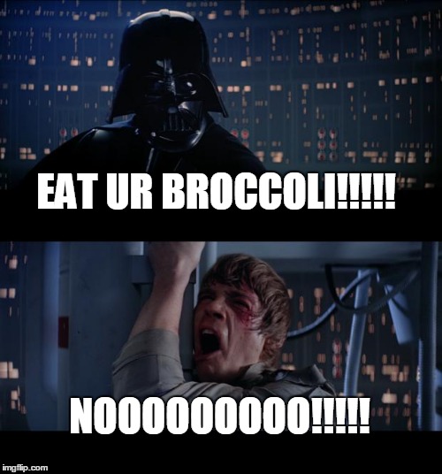 Star Wars No Meme | EAT UR BROCCOLI!!!!! NOOOOOOOOO!!!!! | image tagged in memes,star wars no | made w/ Imgflip meme maker