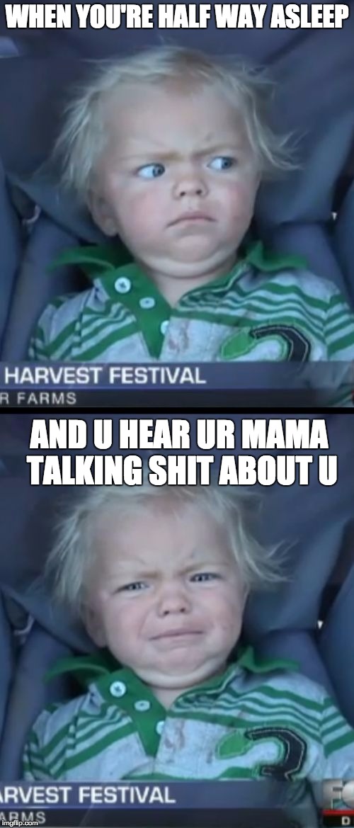 Baby Cry | WHEN YOU'RE HALF WAY ASLEEP; AND U HEAR UR MAMA TALKING SHIT ABOUT U | image tagged in memes,baby cry | made w/ Imgflip meme maker