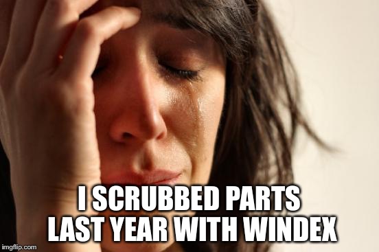 First World Problems Meme | I SCRUBBED PARTS LAST YEAR WITH WINDEX | image tagged in memes,first world problems | made w/ Imgflip meme maker