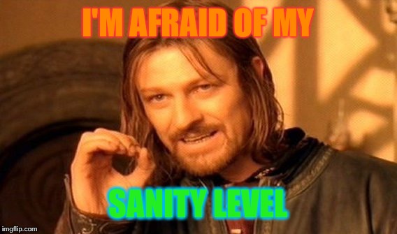 One Does Not Simply Meme | I'M AFRAID OF MY; SANITY LEVEL | image tagged in memes,one does not simply | made w/ Imgflip meme maker