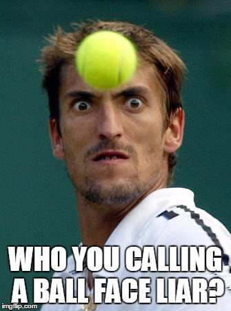 Ball Faced Liar | WHO YOU CALLING A BALL FACE LIAR? | image tagged in ball face,liar,anger,tennis | made w/ Imgflip meme maker