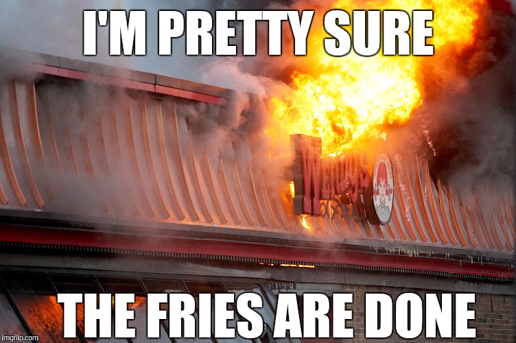 I'M PRETTY SURE; THE FRIES ARE DONE | image tagged in memes | made w/ Imgflip meme maker