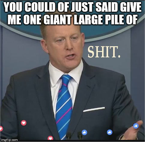 Shit | YOU COULD OF JUST SAID GIVE ME ONE GIANT LARGE PILE OF | image tagged in shit | made w/ Imgflip meme maker
