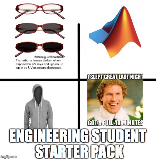 Blank Starter Pack Meme | ENGINEERING STUDENT STARTER PACK | image tagged in x starter pack | made w/ Imgflip meme maker