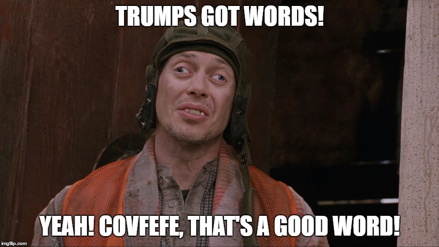 TRUMPS GOT WORDS! YEAH! COVFEFE, THAT'S A GOOD WORD! | image tagged in the dodder | made w/ Imgflip meme maker