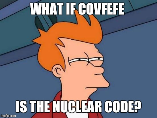 Futurama Fry Meme | WHAT IF COVFEFE; IS THE NUCLEAR CODE? | image tagged in memes,futurama fry | made w/ Imgflip meme maker