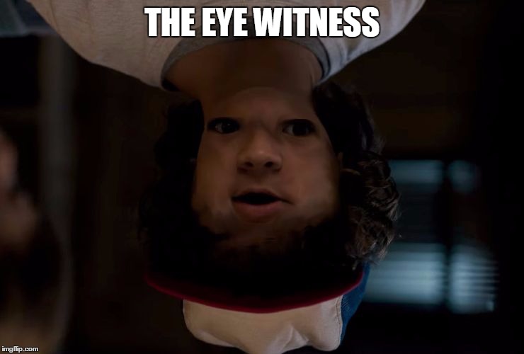 stranger stranger things | THE EYE WITNESS | image tagged in stranger stranger things | made w/ Imgflip meme maker