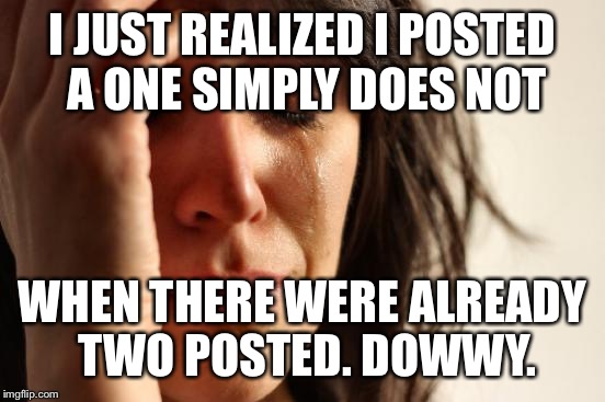 First World Problems | I JUST REALIZED I POSTED A ONE SIMPLY DOES NOT; WHEN THERE WERE ALREADY TWO POSTED. DOWWY. | image tagged in memes,first world problems | made w/ Imgflip meme maker