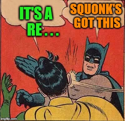 Batman Slapping Robin Meme | IT'S A     RE . . . SQUONK'S GOT THIS | image tagged in memes,batman slapping robin | made w/ Imgflip meme maker