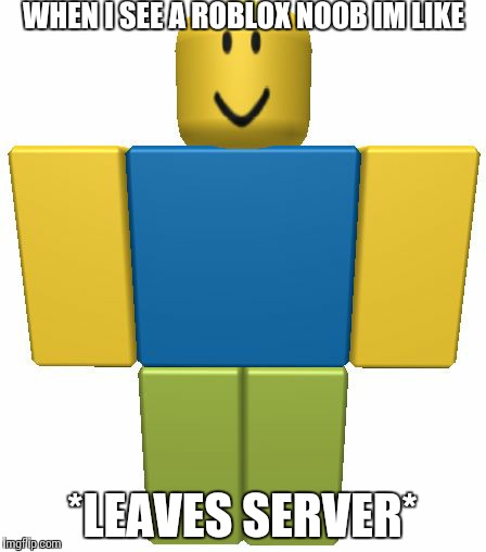 ROBLOX Noob | WHEN I SEE A ROBLOX NOOB IM LIKE; *LEAVES SERVER* | image tagged in roblox noob | made w/ Imgflip meme maker
