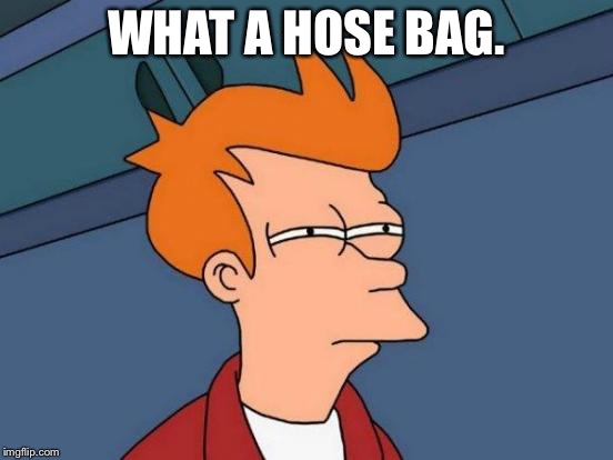 Futurama Fry Meme | WHAT A HOSE BAG. | image tagged in memes,futurama fry | made w/ Imgflip meme maker