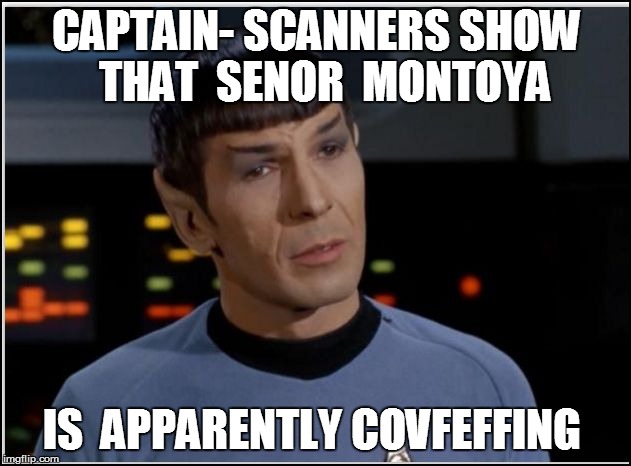 CAPTAIN- SCANNERS SHOW   THAT  SENOR  MONTOYA IS  APPARENTLY COVFEFFING | made w/ Imgflip meme maker