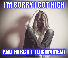 I'M SORRY I GOT HIGH; AND FORGOT TO COMMENT | image tagged in got high,smoke weed | made w/ Imgflip meme maker