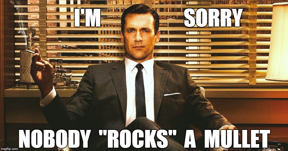 I'M                     SORRY NOBODY  "ROCKS"  A  MULLET | made w/ Imgflip meme maker