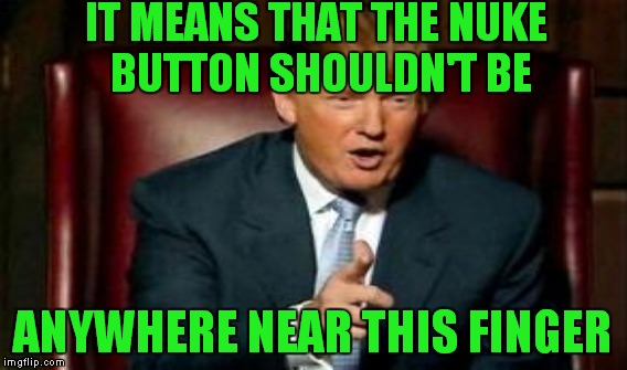 IT MEANS THAT THE NUKE BUTTON SHOULDN'T BE ANYWHERE NEAR THIS FINGER | made w/ Imgflip meme maker