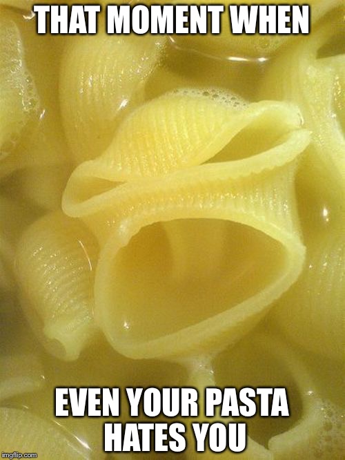 THAT MOMENT WHEN; EVEN YOUR PASTA HATES YOU | image tagged in memes | made w/ Imgflip meme maker