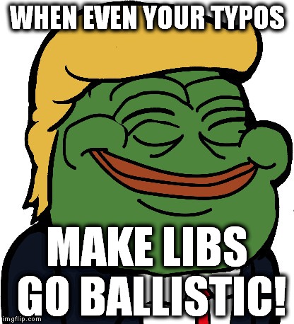 Typo madness | WHEN EVEN YOUR TYPOS; MAKE LIBS GO BALLISTIC! | image tagged in pepe trump,mad libs,liberal lunacy,typos | made w/ Imgflip meme maker