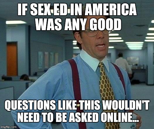 That Would Be Great Meme | IF SEX ED IN AMERICA WAS ANY GOOD QUESTIONS LIKE THIS WOULDN'T NEED TO BE ASKED ONLINE... | image tagged in memes,that would be great | made w/ Imgflip meme maker