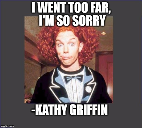 I WENT TOO FAR, I'M SO SORRY; -KATHY GRIFFIN | image tagged in carrots tops | made w/ Imgflip meme maker