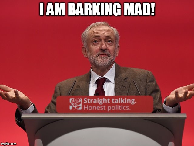 Jeremy Corbyn | I AM BARKING MAD! | image tagged in jeremy corbyn | made w/ Imgflip meme maker