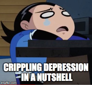CRIPPLING DEPRESSION IN A NUTSHELL | image tagged in crippling depression,teen titans | made w/ Imgflip meme maker