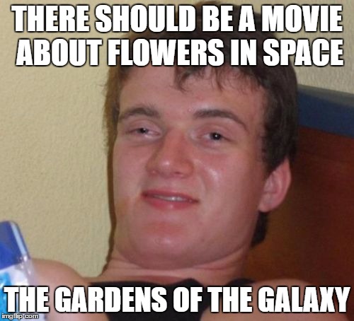10 Guy | THERE SHOULD BE A MOVIE ABOUT FLOWERS IN SPACE; THE GARDENS OF THE GALAXY | image tagged in memes,10 guy | made w/ Imgflip meme maker