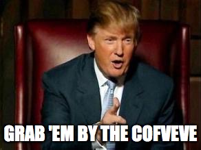 Donald Trump | GRAB 'EM BY THE COFVEVE | image tagged in donald trump | made w/ Imgflip meme maker