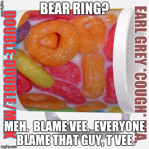 BEAR RING? MEH.  BLAME VEE.  EVERYONE BLAME THAT GUY, T VEE. | made w/ Imgflip meme maker
