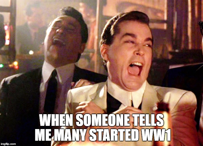 Good Fellas Hilarious Meme | WHEN SOMEONE TELLS ME MANY STARTED WW1 | image tagged in memes,good fellas hilarious | made w/ Imgflip meme maker