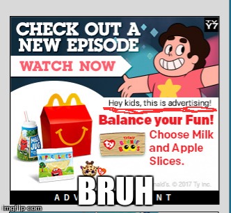 I was on the Cartoon network website and saw this | BRUH | image tagged in steven universe,cartoon network,mcdonalds | made w/ Imgflip meme maker