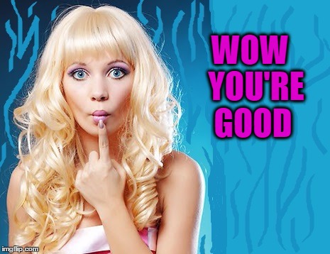 ditzy blonde | WOW  YOU'RE GOOD | image tagged in ditzy blonde | made w/ Imgflip meme maker